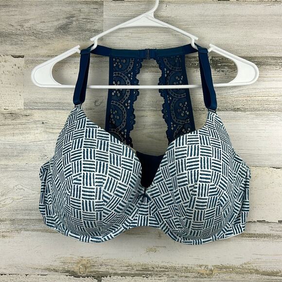 Cacique Women’s Plus 44DD blue Lightly Lined T-Shirt Bra Racerback Underwire New - Picture 1 of 7